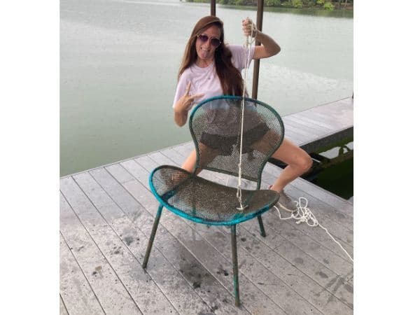 Magnet fishing find: A metal patio chair pulled from the lake