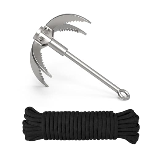 MHDMAG Grappling Hook 4-Claw Folding Anchor Hook with 65FT Rope