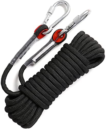 GINEE 10mm Static Rock Climbing Rope 100FT with Carabiner